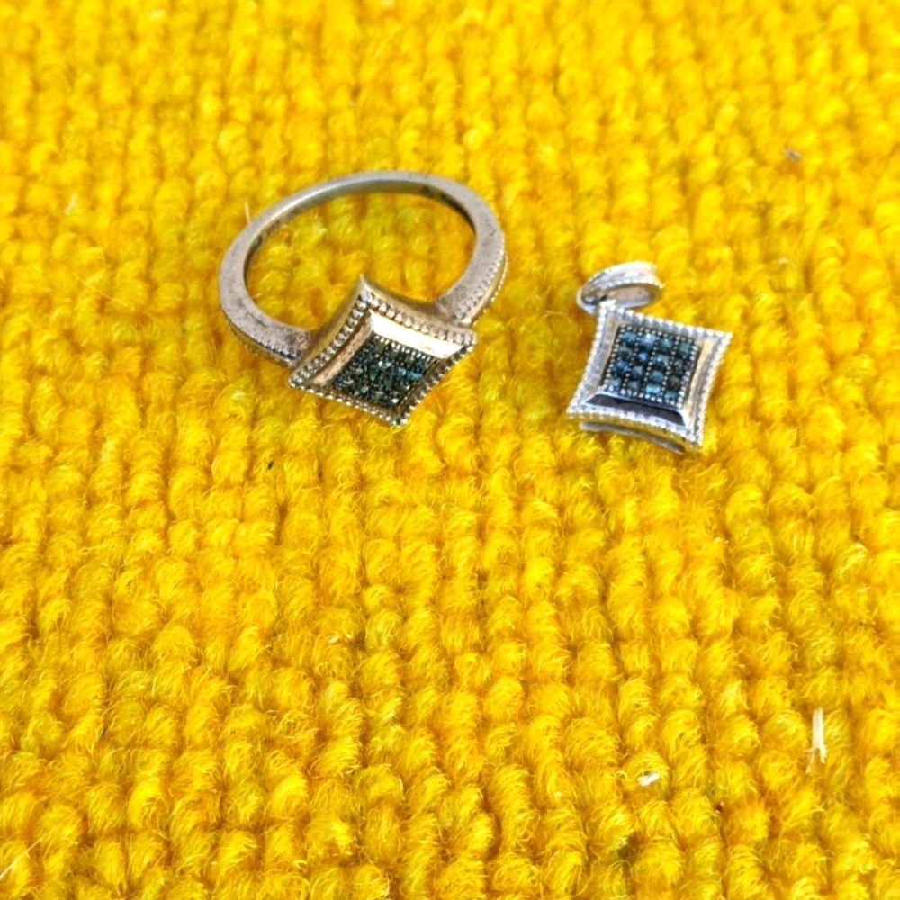 Diamond and 925 Ring and matching pendant